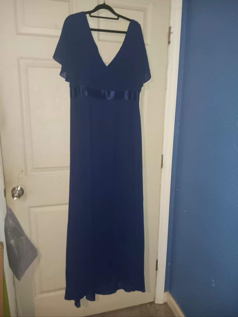 Ever Pretty Womens Navy Blue Flutter Sleeve Evening Gown Plus Sz 5X